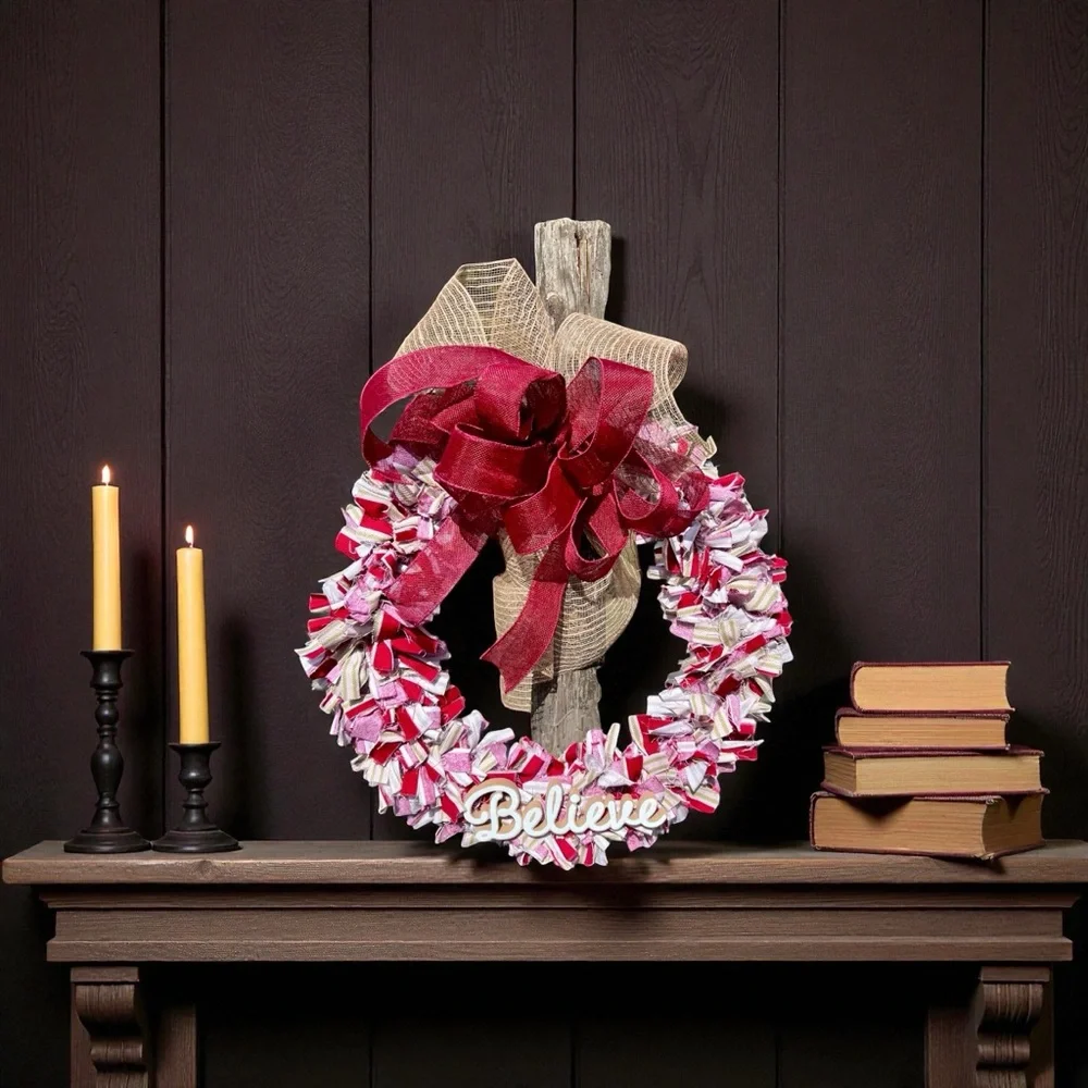 New Christmas Rustic Festive Holiday 21‎ inch Wreath